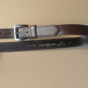 Vintage Custom Leather real leather dark brown belt made in Canada